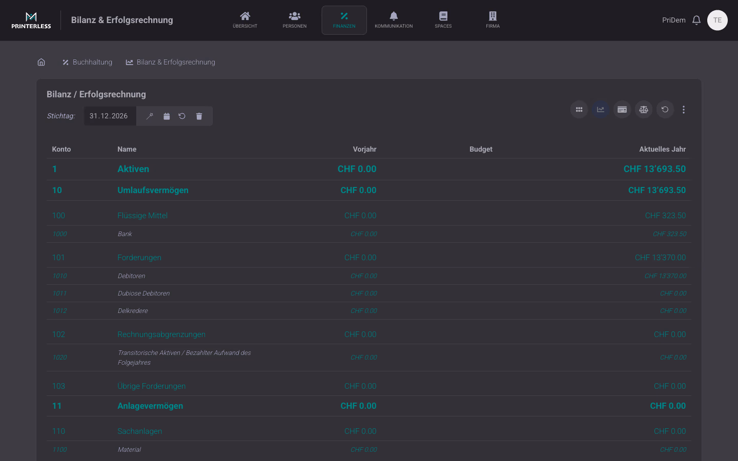 Balance sheet and income statement in real time
